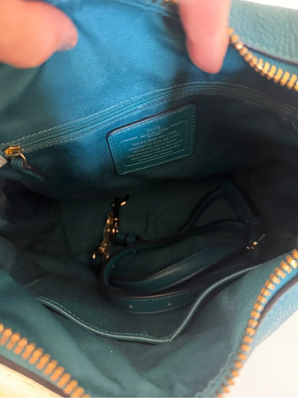Coach Harley Hobo Atlantic Teal Jade Pebbled Leather Bag